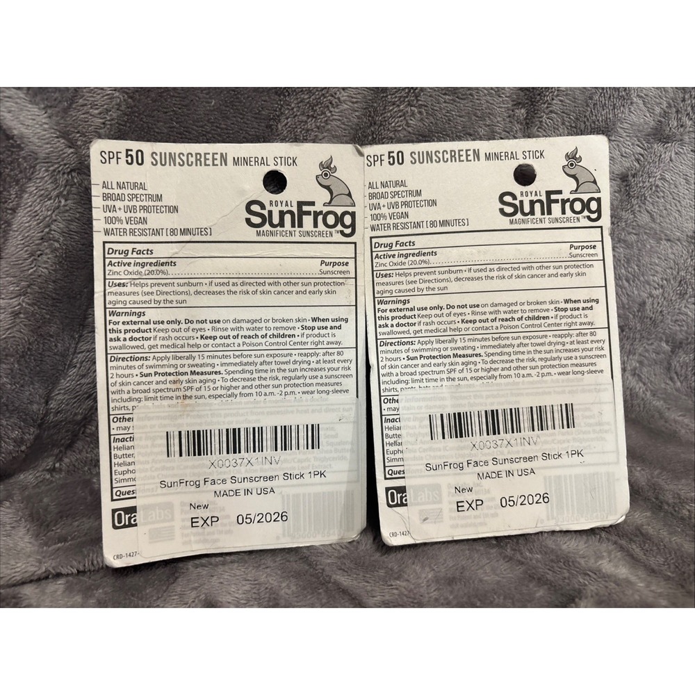 2X ROYAL SUN FROG Magnificent Sunscreen SPF 50 Mineral Stick VEGAN Expires 05/26 - Picture 2 of 2